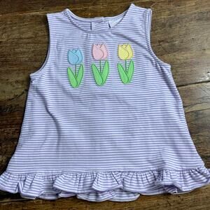 Stitchy Fish Tulip lavender striped button back top size 3T